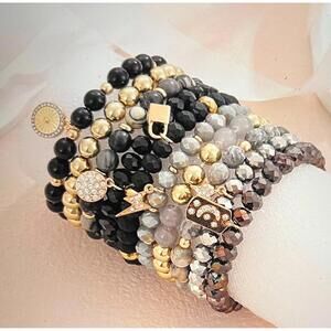 Aganippe Health Stone Meditation Yoga Stackable Beaded Bracelet for Women